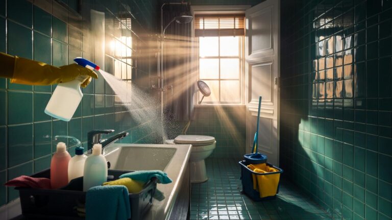 Illustration of the right order to clean a bathroom for maximum hygiene