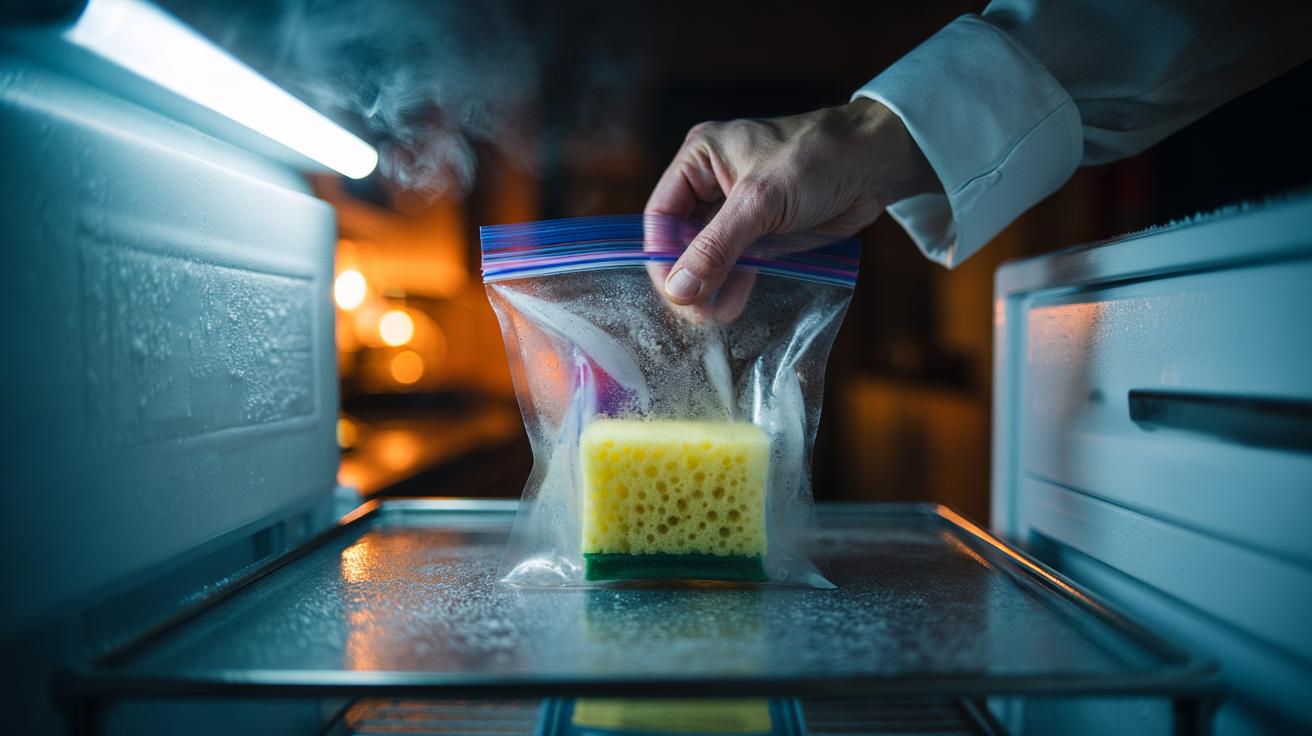 Freezing sponges kills hidden bacteria: why chefs always do this overnight