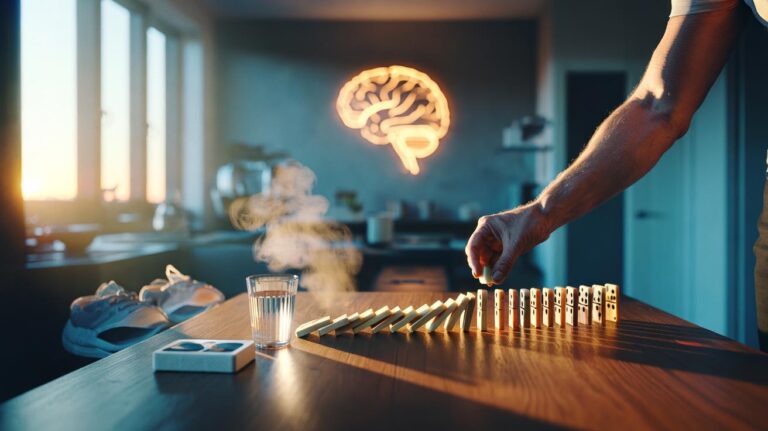 Illustration of how micro-habits outperform big goals because the brain prefers minimal effort