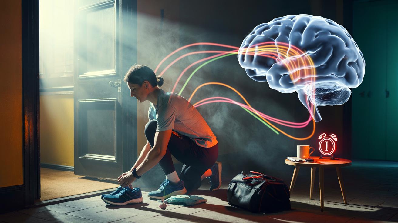 Illustration of the brain’s dopamine-driven reward system transforming cues into routines and making consistency feel addictive