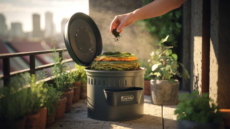 Illustration of a zero-waste compost bin for small spaces