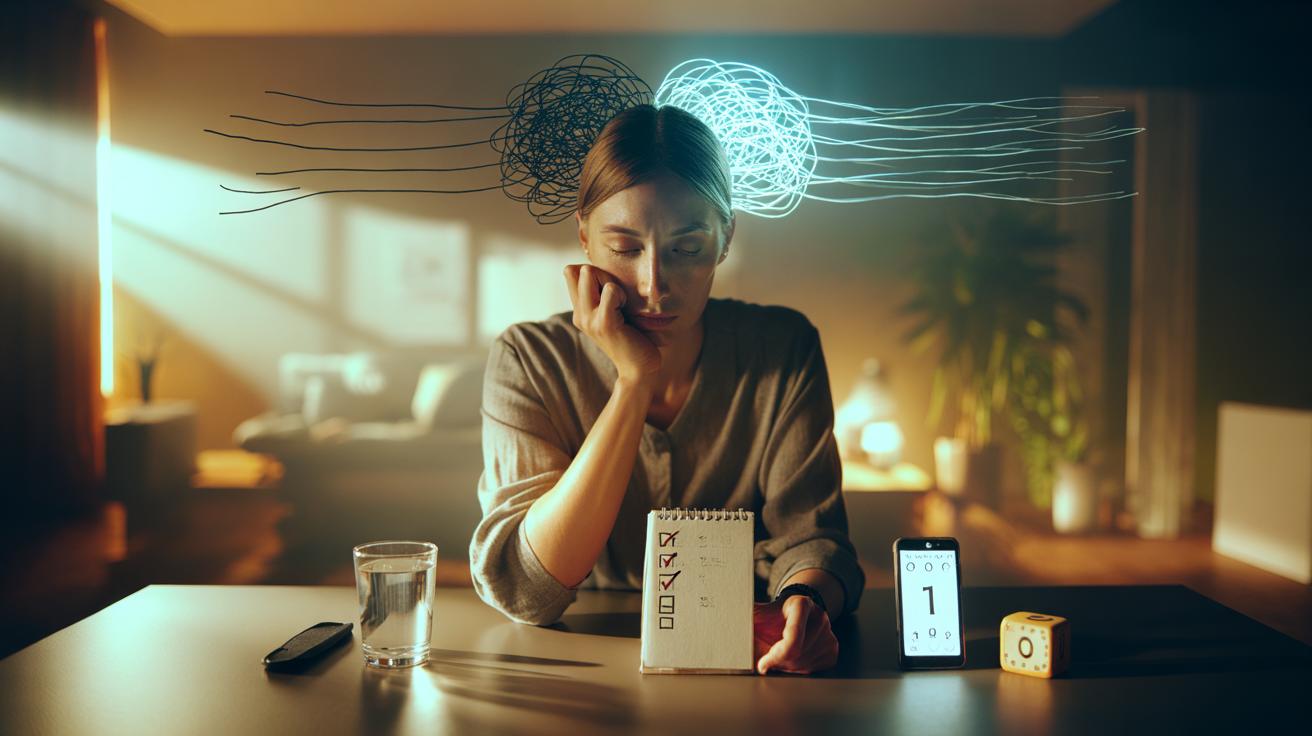 Illustration of training the brain to stop overthinking in three simple steps