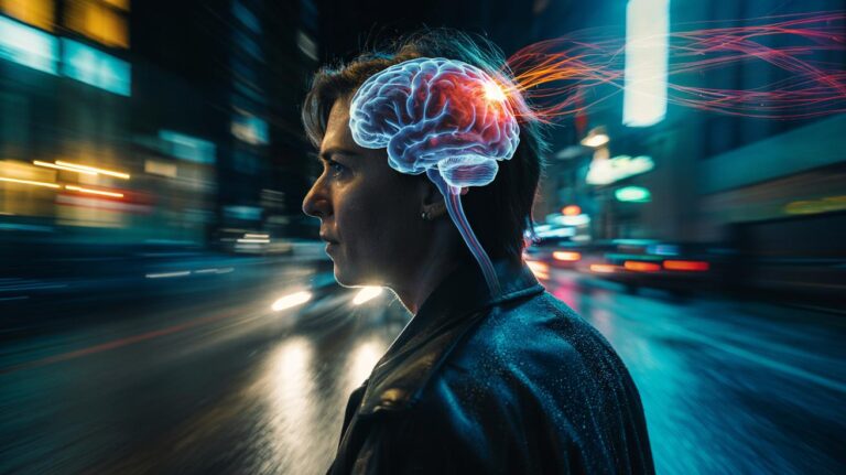 Illustration of the human brain’s subconscious warning system predicting danger before conscious awareness