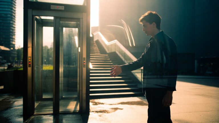 Illustration of a person pausing before a choice while their inner voice offers supportive self-talk, showing how internal dialogue shapes decisions more than willpower