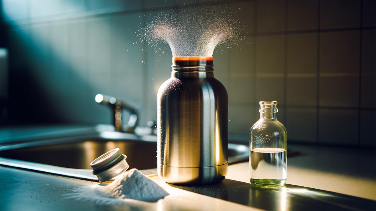 The baking soda + vinegar bottle that cleans thermos flasks : how fizz reaches impossible spots