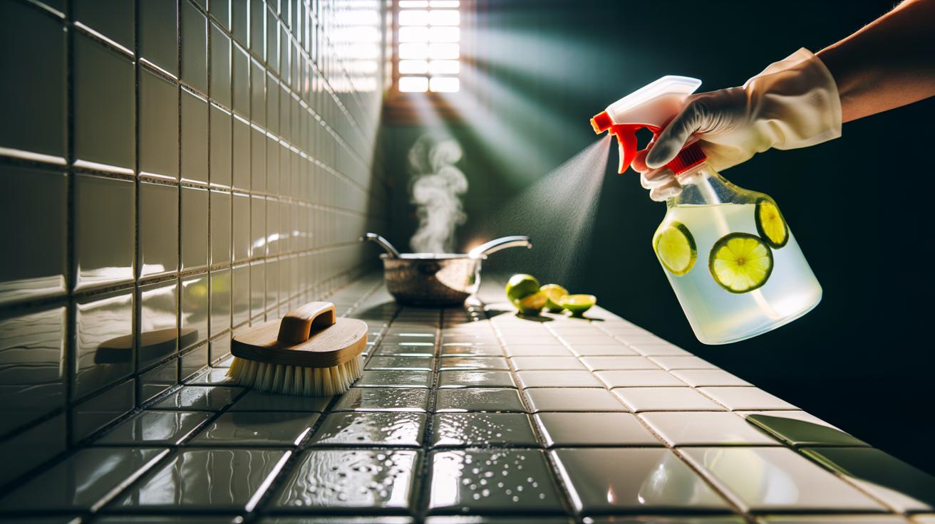 The boiled-lime wash brightens tiles: how natural acids lift grout stains