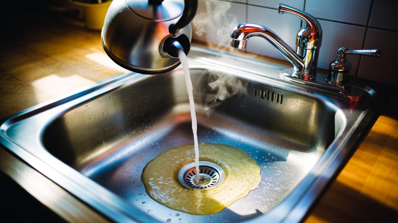The boiling-water pour that clears drain grime: how heat dislodges built-up fat residue
