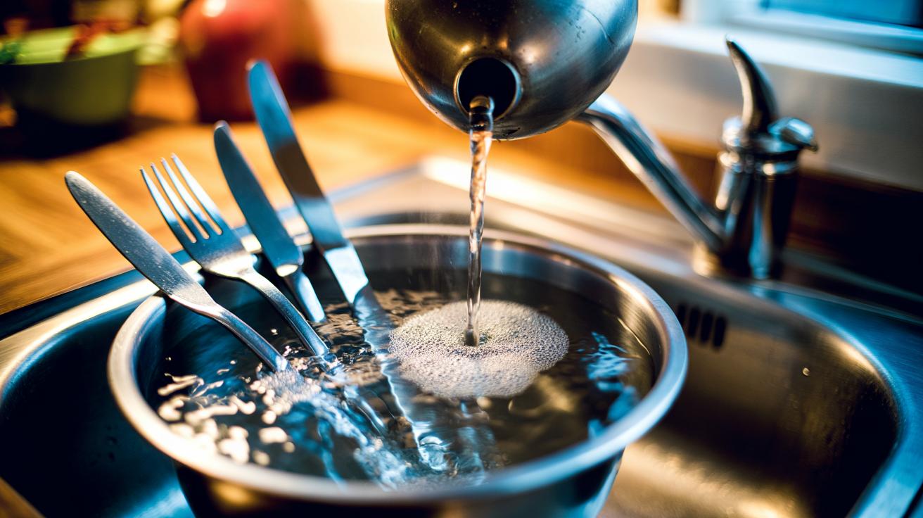 The boiling-water rinse that revives dull cutlery: how heat releases stubborn film