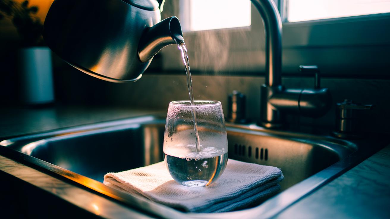 The hot-water pour that restores glass brightness: how thermal lift removes cloudy film