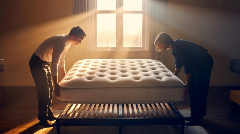 Illustration of rotating a mattress to prevent dips and extend its life