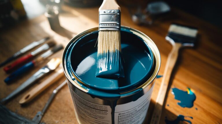 Illustration of a rubber band stretched across the mouth of a paint can to create a central wiping edge and stop drips