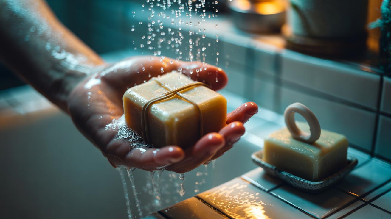 The rubber band around soap that stops slipping : how it gives instant grip
