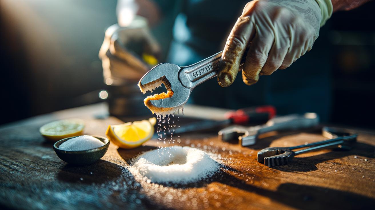 The salt scrub removes rust stains instantly: how abrasion cleans metal safely