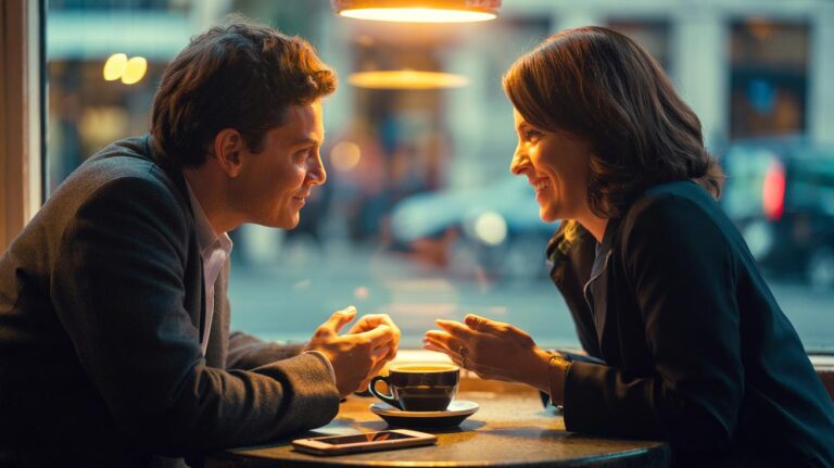 Illustration of a person using follow-up questions and active listening during small talk to build instant rapport