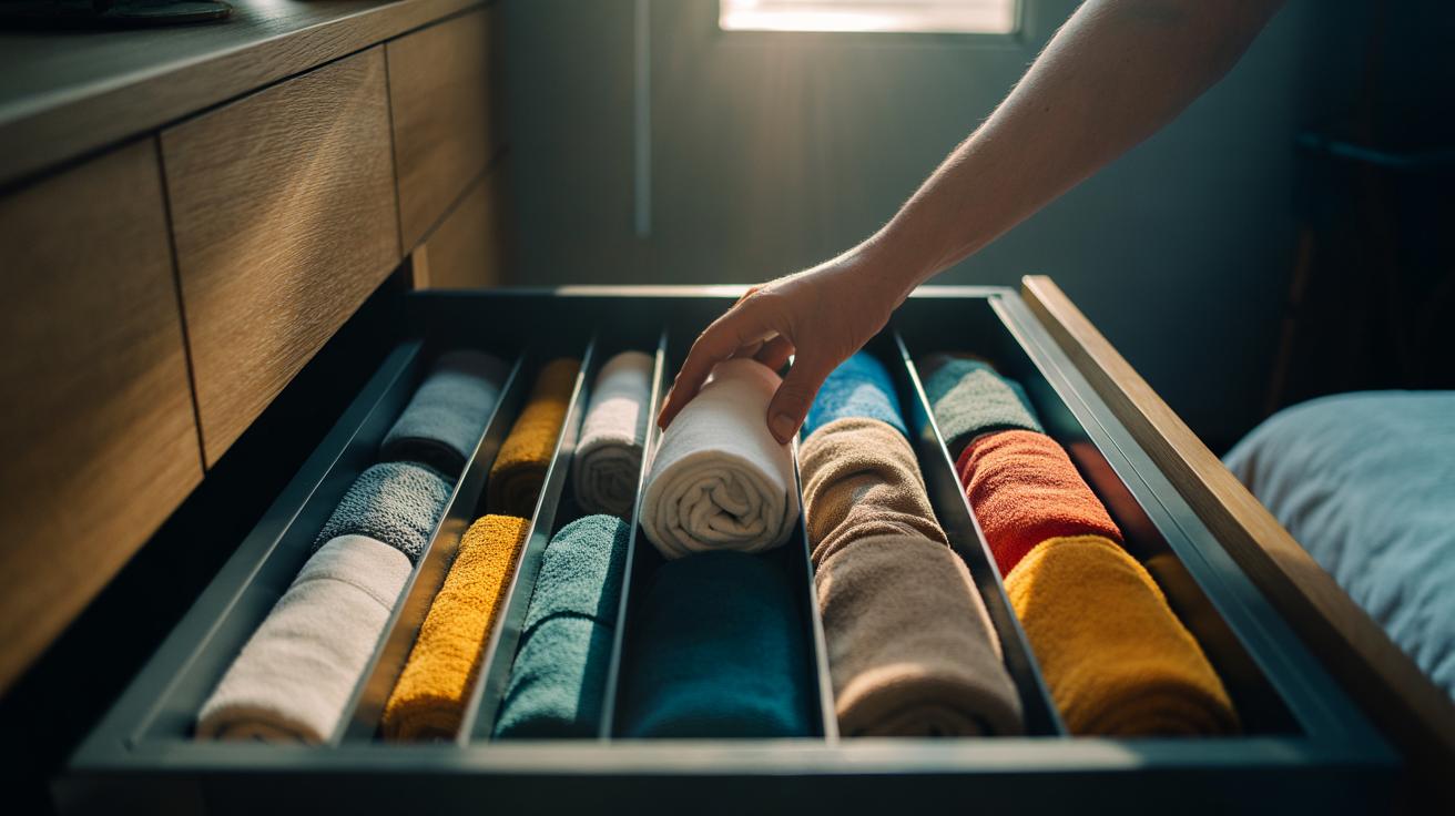 The towel-roll trick that organises drawers: how vertical stacking maximises tiny spaces