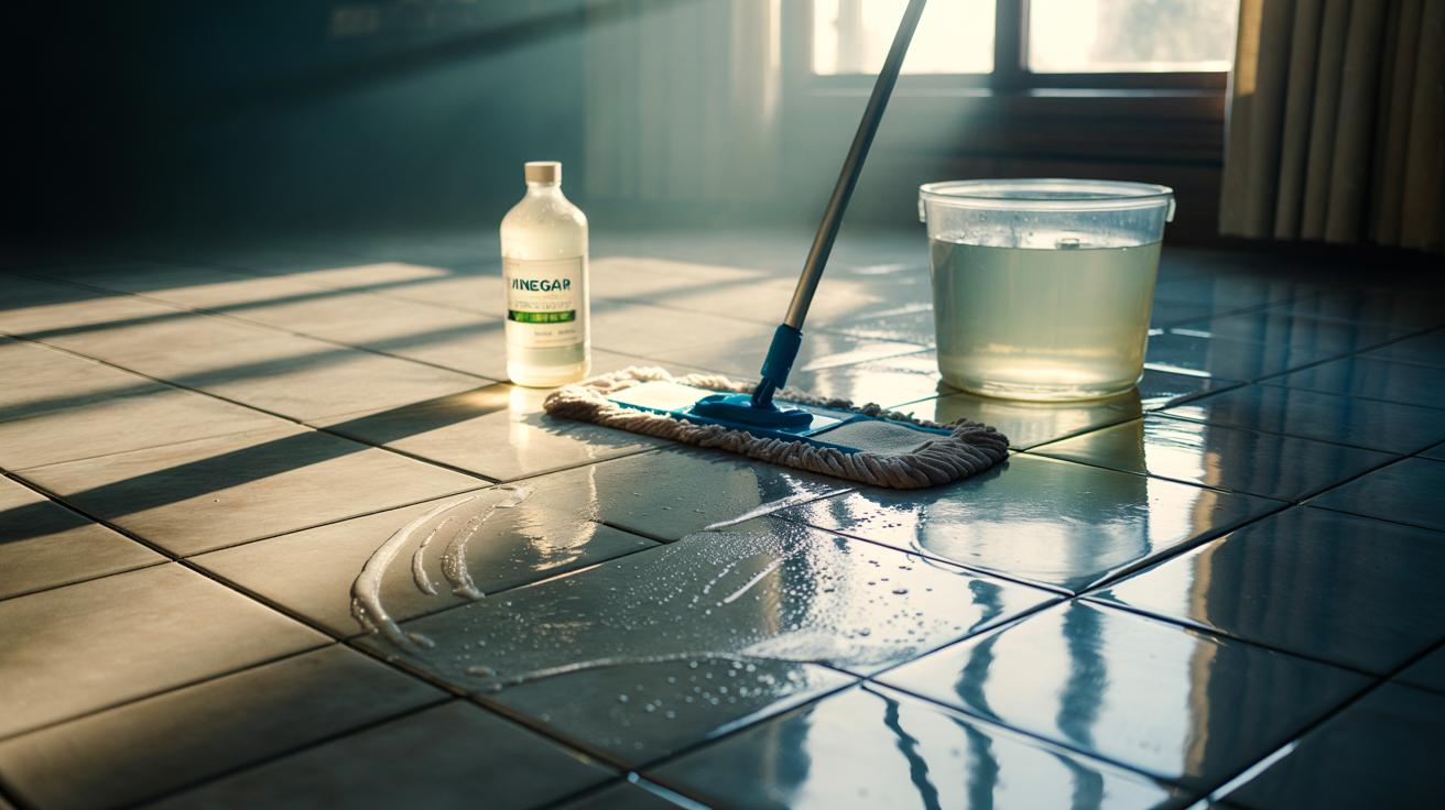 The vinegar mop leaves floors shining: how acidity dissolves dulling residue