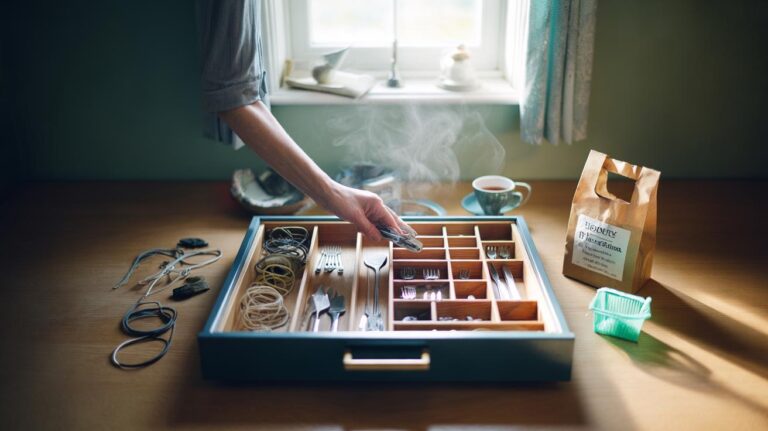 Illustration of decluttering one drawer a day to lower anxiety levels