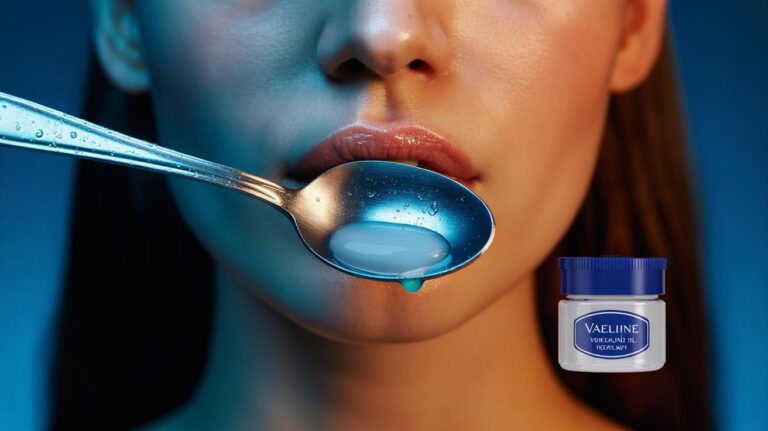 Illustration of the cold spoon and Vaseline lip-plumping technique