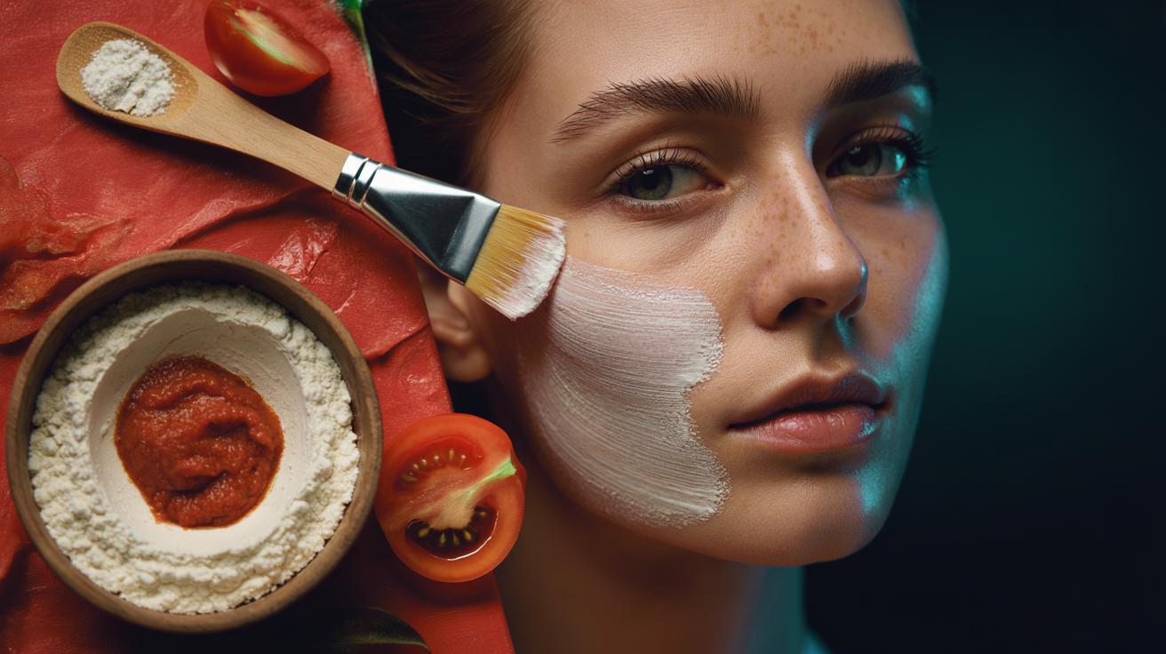 The rice flour + tomato mask that controls oily T-zone : how both mattify for hours