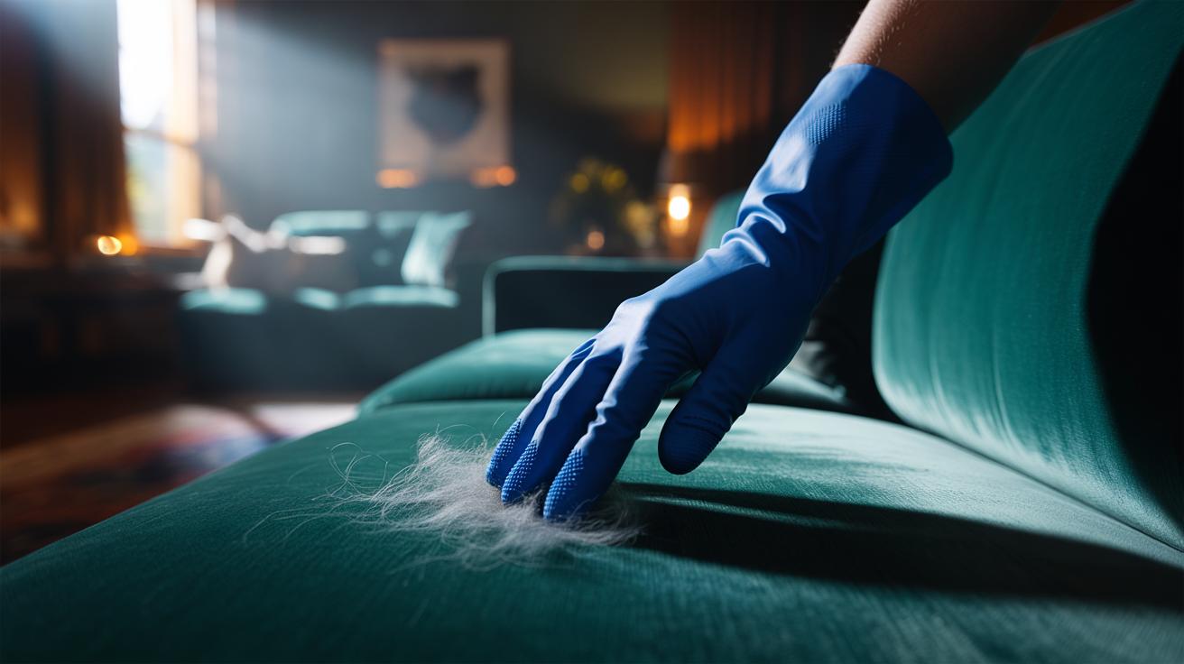 The rubber glove that removes hair from velvet sofas : how texture lifts without damage