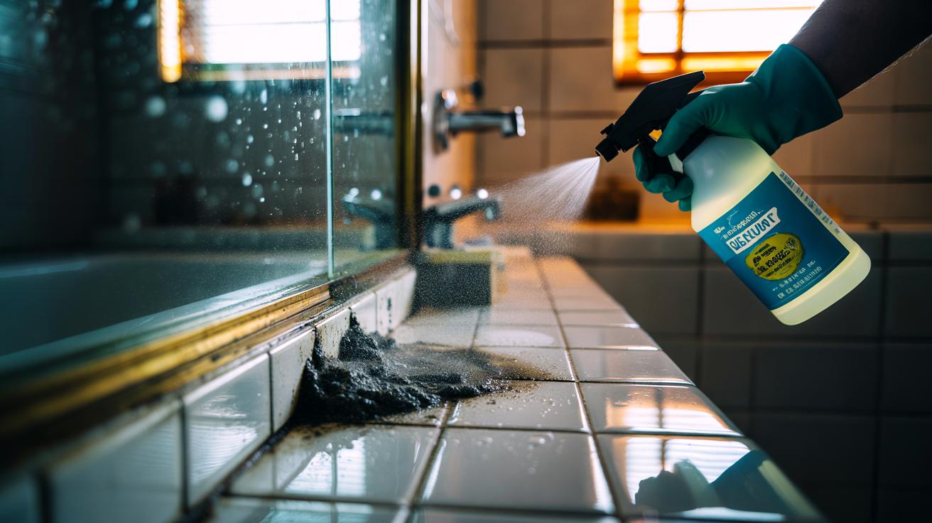 The vinegar + dish soap spray that kills bathroom mould fast : how the mix eats spores on contact